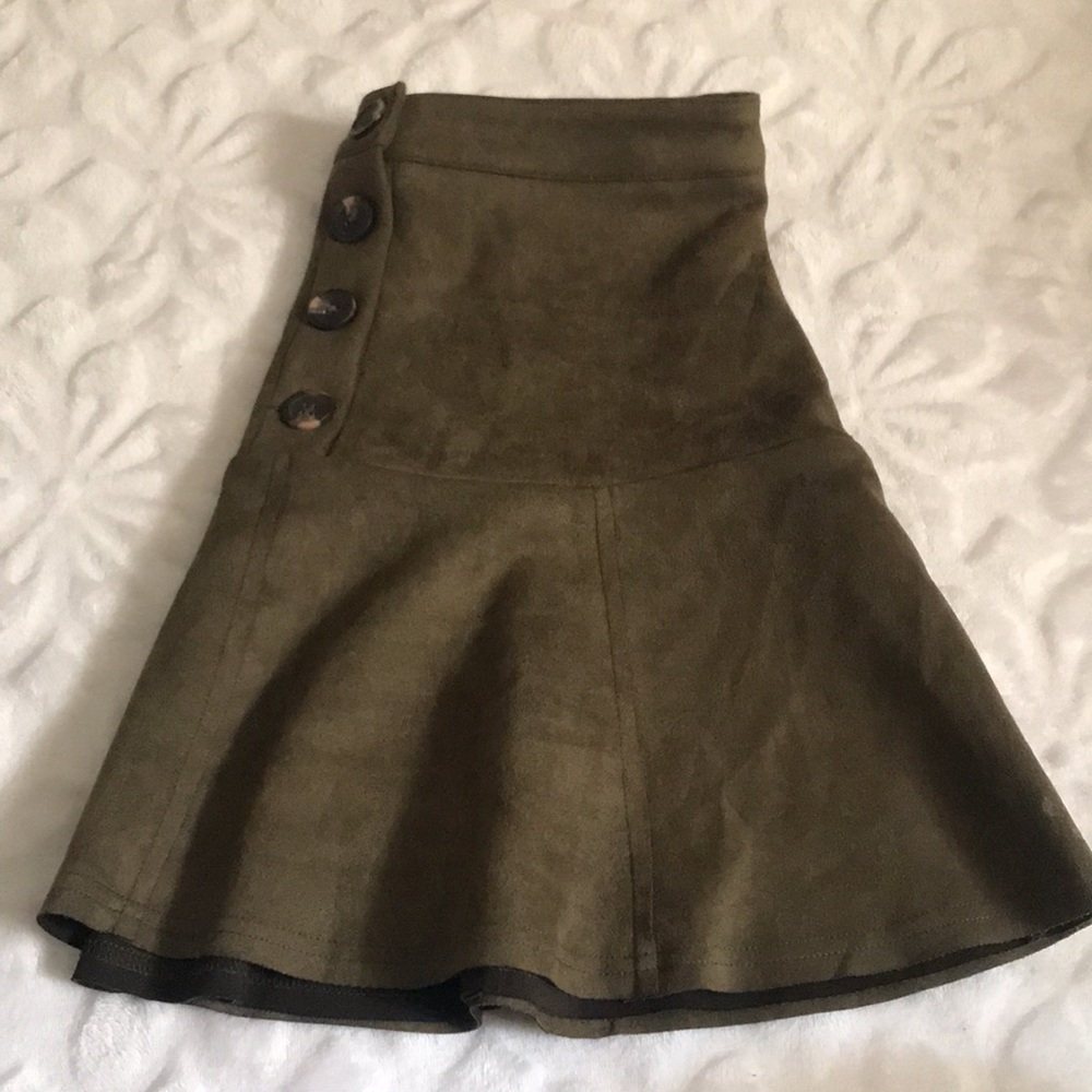 HYDVE Button Up Suede Skater Skirt